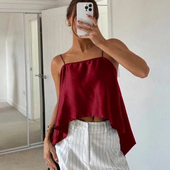 Siren Gaze Women's Sexy Solid Color Lace-Up Asymmetrical Camisole Party - Picture 2 of 4